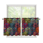Bohemian Indian Box Pattern Print Tier Curtains