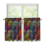 Bohemian Indian Box Pattern Print Tier Curtains