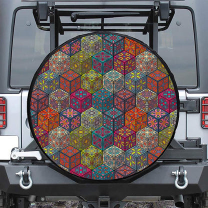 Bohemian Indian Box Pattern Print Tire Cover