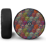 Bohemian Indian Box Pattern Print Tire Cover With Camera Hole