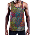 Bohemian Indian Box Pattern Print Men's Workout Tank Top