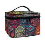 Bohemian Indian Box Pattern Print Travel Makeup Bag