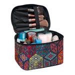 Bohemian Indian Box Pattern Print Travel Makeup Bag