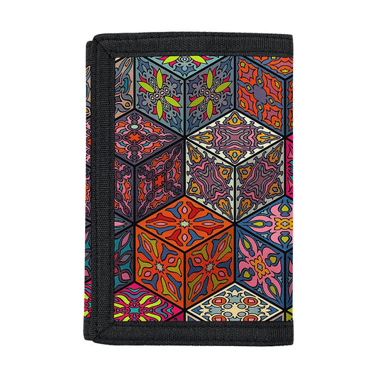 Bohemian Indian Box Pattern Print Trifold Wallet