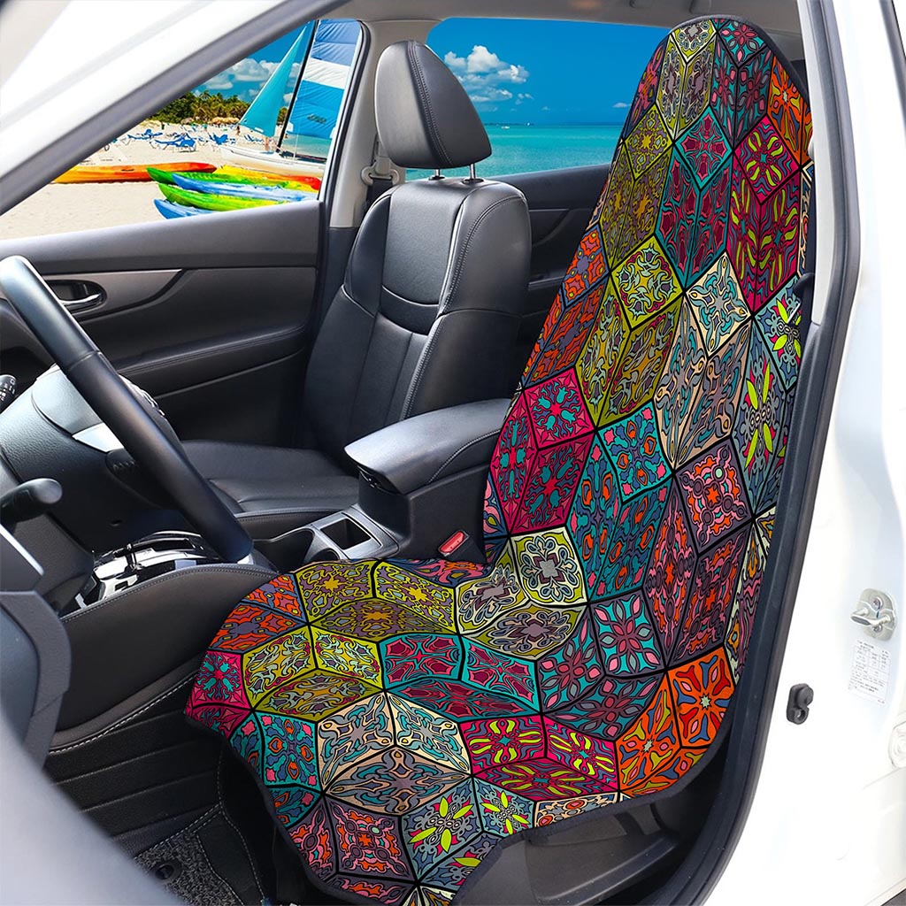 Bohemian Indian Box Pattern Print Waterproof Car Seat Cover