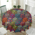 Bohemian Indian Box Pattern Print Waterproof Round Tablecloth