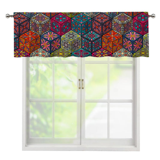 Bohemian Indian Box Pattern Print Window Valance