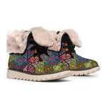 Bohemian Indian Box Pattern Print Winter Boots