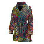 Bohemian Indian Box Pattern Print Women's Bathrobe