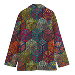 Bohemian Indian Box Pattern Print Women's Blazer