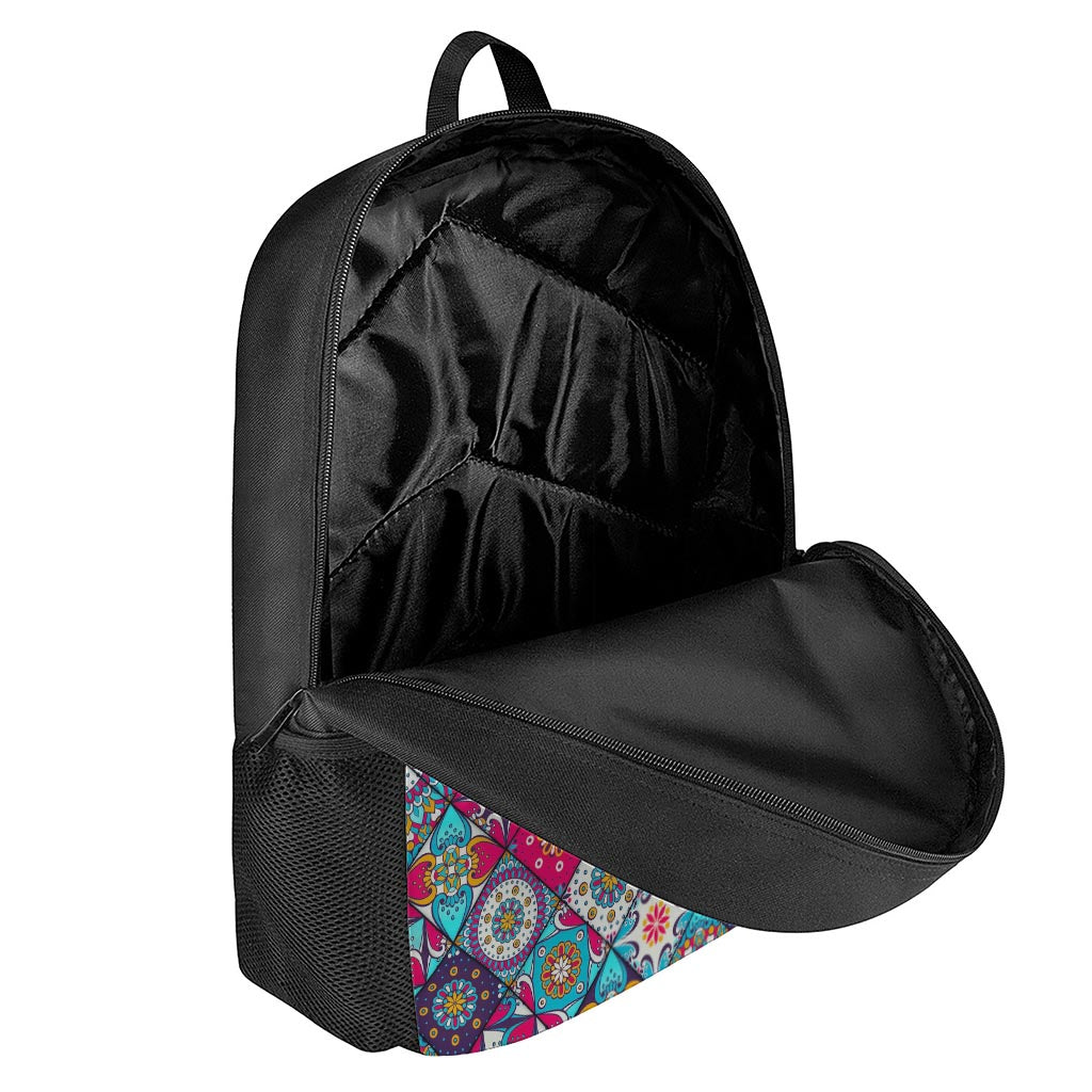 Bohemian Indian Mandala Patchwork Print 17 Inch Backpack