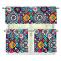 Bohemian Indian Mandala Patchwork Print 3 Piece Kitchen Curtains