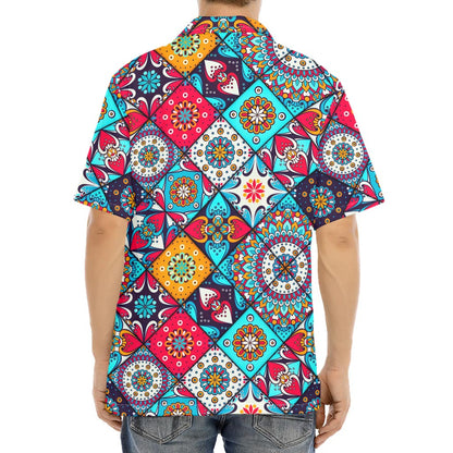 Bohemian Indian Mandala Patchwork Print Aloha Shirt