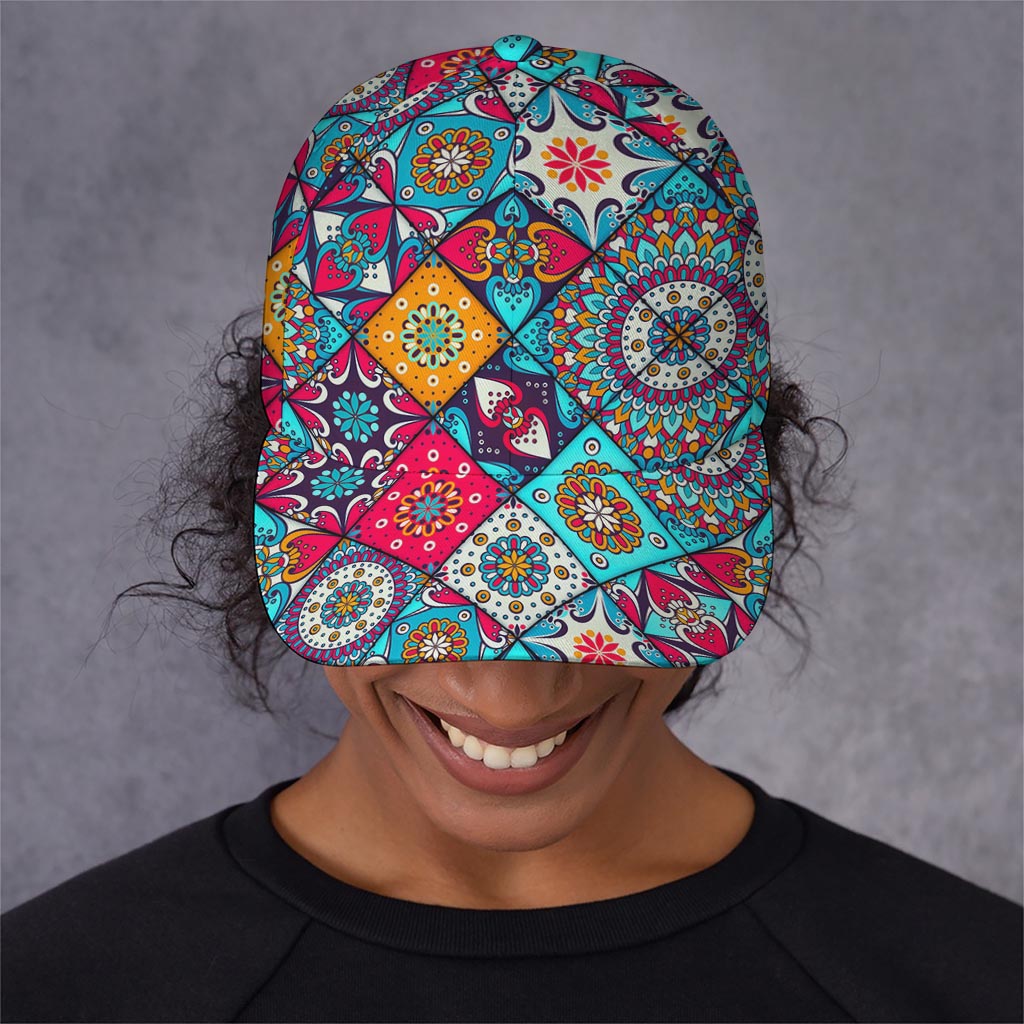 Bohemian Indian Mandala Patchwork Print Baseball Cap