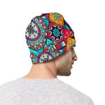 Bohemian Indian Mandala Patchwork Print Beanie