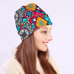 Bohemian Indian Mandala Patchwork Print Beanie