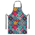 Bohemian Indian Mandala Patchwork Print Bib Apron With Pocket