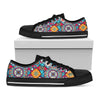 Bohemian Indian Mandala Patchwork Print Black Low Top Sneakers