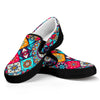 Bohemian Indian Mandala Patchwork Print Black Slip On Sneakers