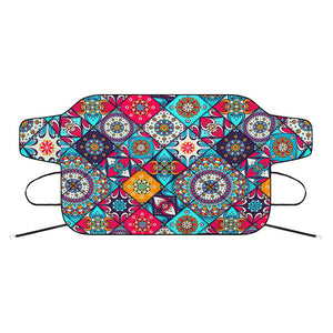 Bohemian Indian Mandala Patchwork Print Car Windshield Snow Cover