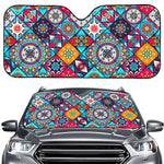 Bohemian Indian Mandala Patchwork Print Car Windshield Sun Shade