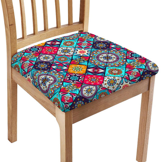 Bohemian Indian Mandala Patchwork Print Chair Cushion Cover
