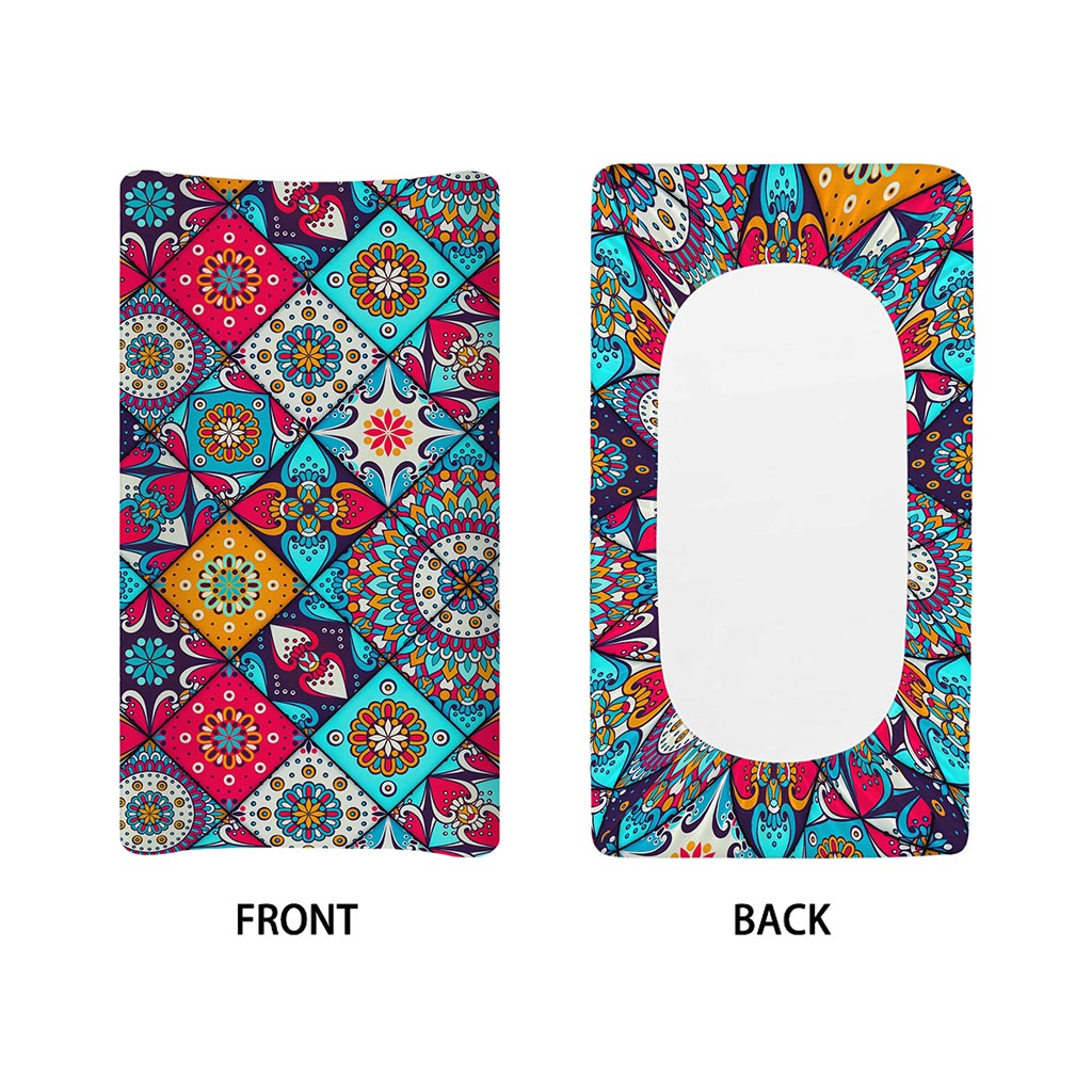 Bohemian Indian Mandala Patchwork Print Changing Pad Cover