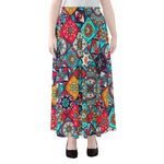Bohemian Indian Mandala Patchwork Print Chiffon Maxi Skirt