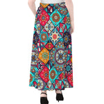 Bohemian Indian Mandala Patchwork Print Chiffon Maxi Skirt