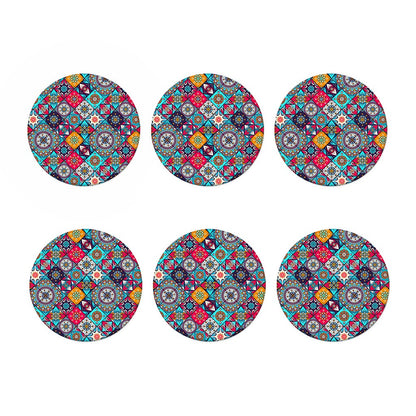Bohemian Indian Mandala Patchwork Print Coaster Set