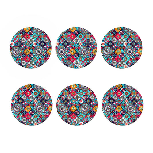 Bohemian Indian Mandala Patchwork Print Coaster Set
