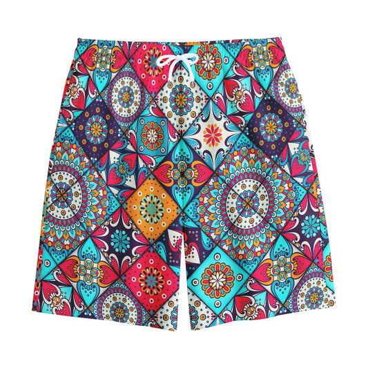 Bohemian Indian Mandala Patchwork Print Cotton Shorts
