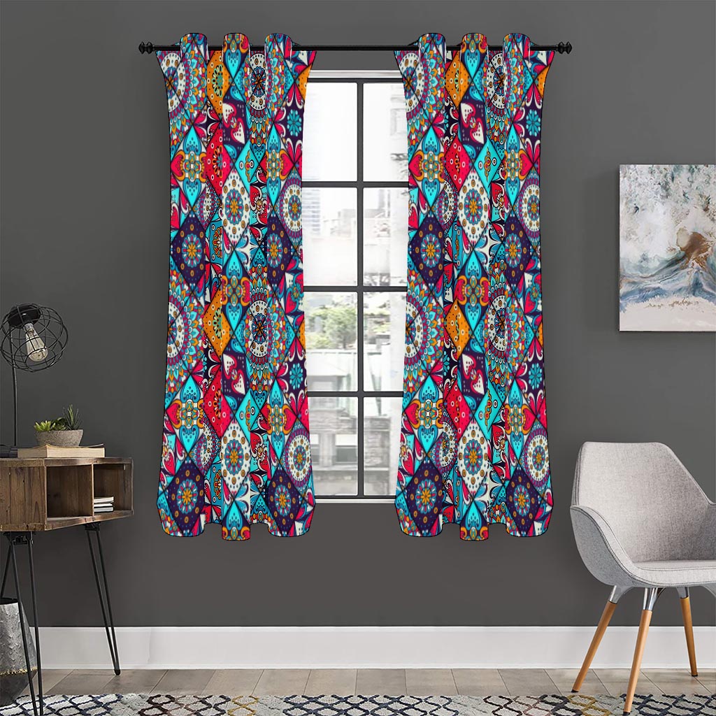 Bohemian Indian Mandala Patchwork Print Curtain