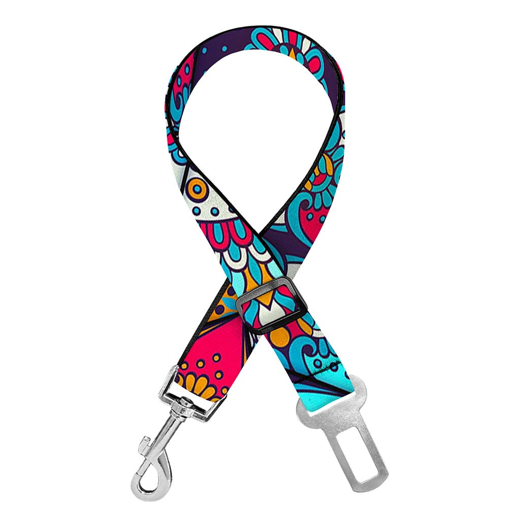 Bohemian Indian Mandala Patchwork Print Dog Seat Belt