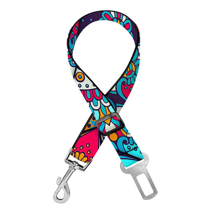 Bohemian Indian Mandala Patchwork Print Dog Seat Belt
