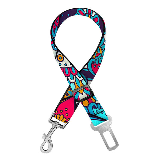 Bohemian Indian Mandala Patchwork Print Dog Seat Belt