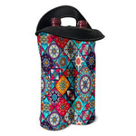 Bohemian Indian Mandala Patchwork Print Double Neoprene Wine Tote