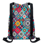 Bohemian Indian Mandala Patchwork Print Drawstring Backpack