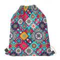 Bohemian Indian Mandala Patchwork Print Drawstring Bag