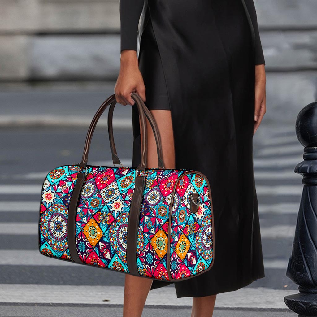 Bohemian Indian Mandala Patchwork Print Duffle Bag