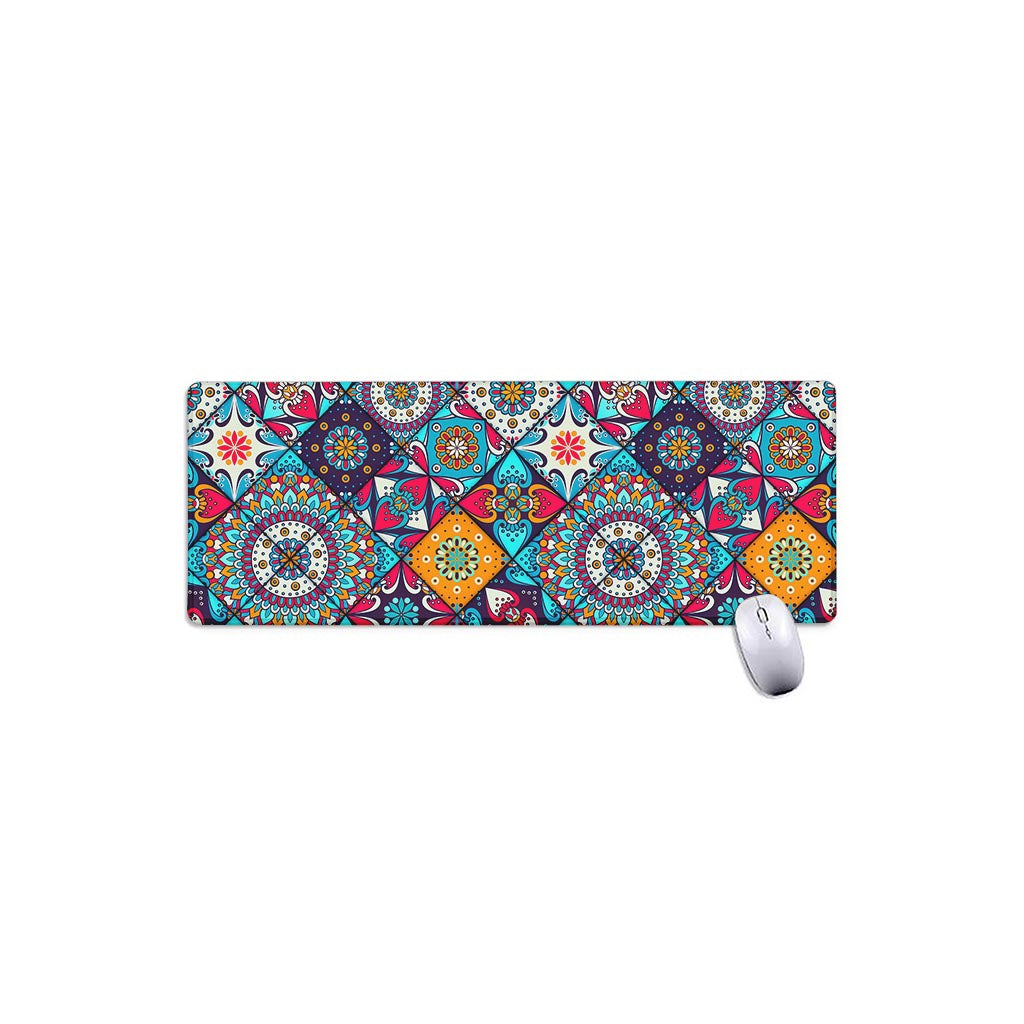 Bohemian Indian Mandala Patchwork Print Extended Mouse Pad