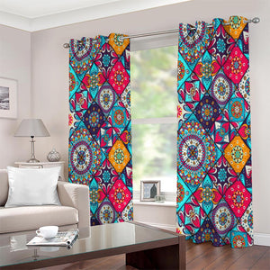 Bohemian Indian Mandala Patchwork Print Extra Wide Grommet Curtains