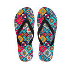 Bohemian Indian Mandala Patchwork Print Flip Flops