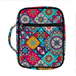 Bohemian Indian Mandala Patchwork Print Front Pocket Bible Bag