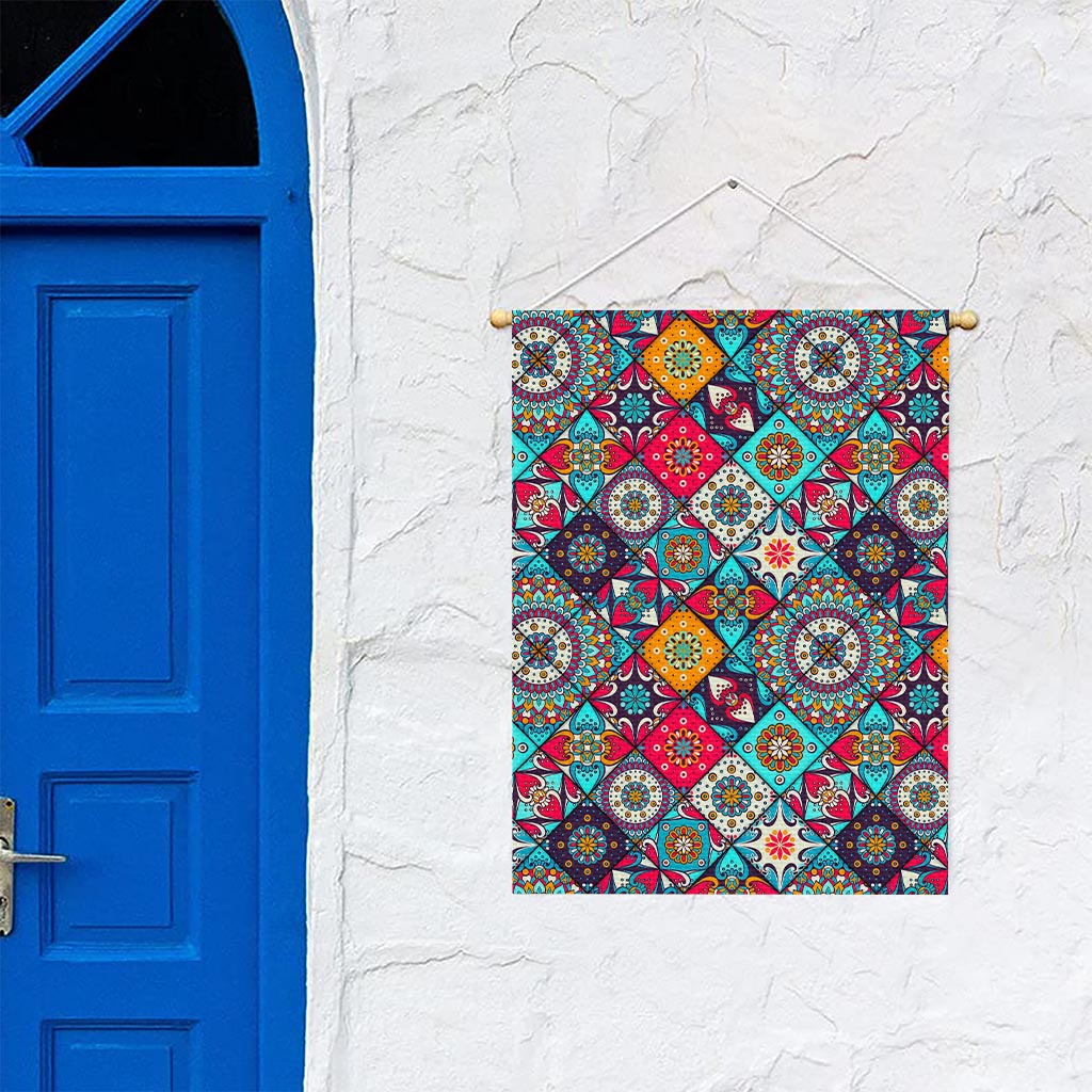 Bohemian Indian Mandala Patchwork Print Garden Flag