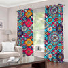 Bohemian Indian Mandala Patchwork Print Grommet Curtains