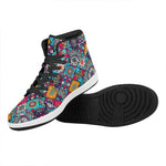 Bohemian Indian Mandala Patchwork Print High Top Leather Sneakers