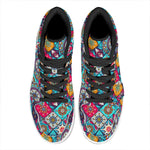 Bohemian Indian Mandala Patchwork Print High Top Leather Sneakers