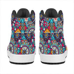 Bohemian Indian Mandala Patchwork Print High Top Leather Sneakers