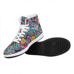 Bohemian Indian Mandala Patchwork Print High Top Leather Sneakers